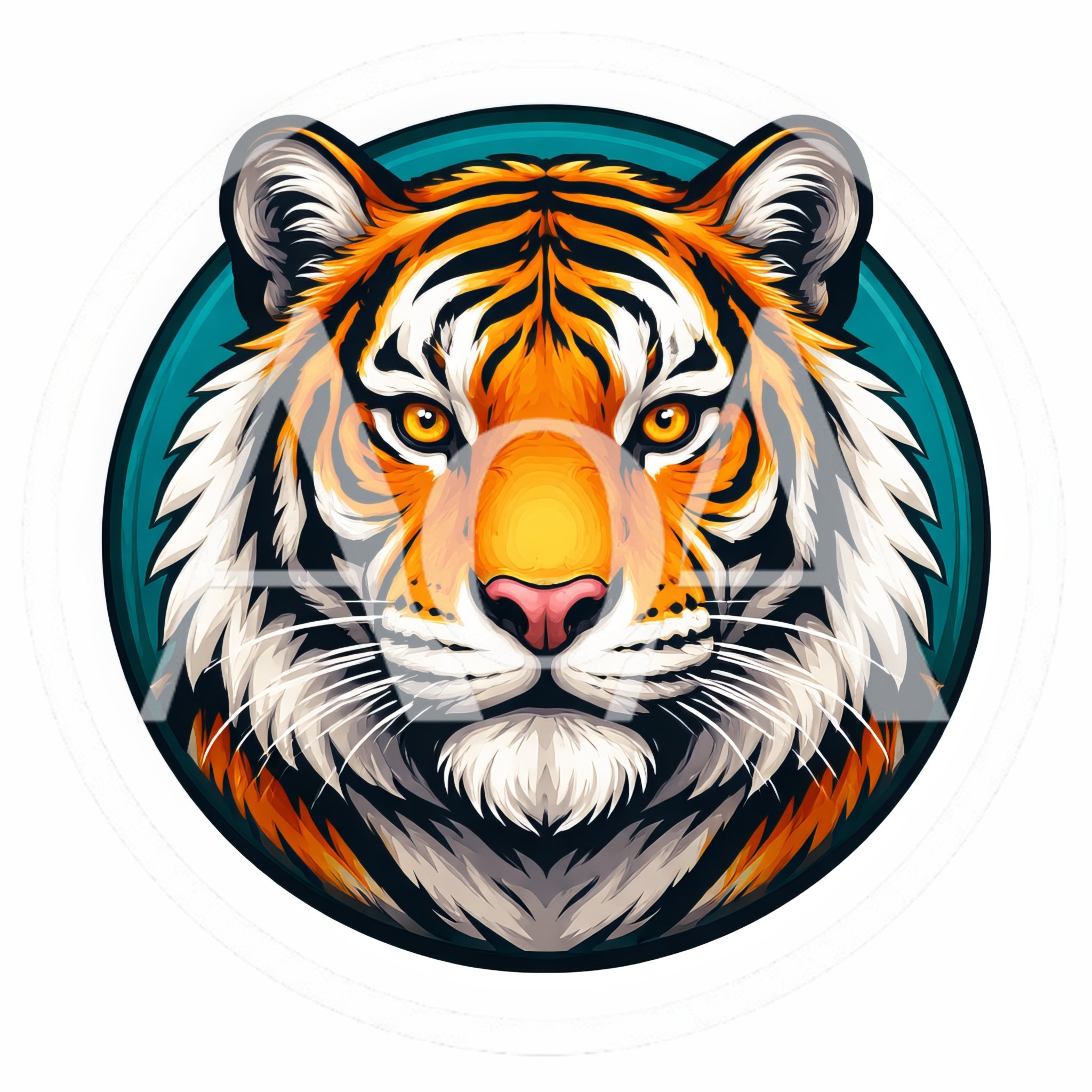 Majestic Tiger Head Portrait In Circular Frame