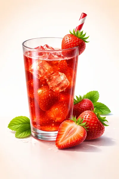 Refreshing Strawberry Drink With Fresh Fruit And Ice