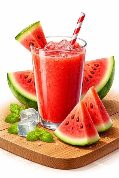 Refreshing Watermelon Juice With Fresh Fruit And Mint