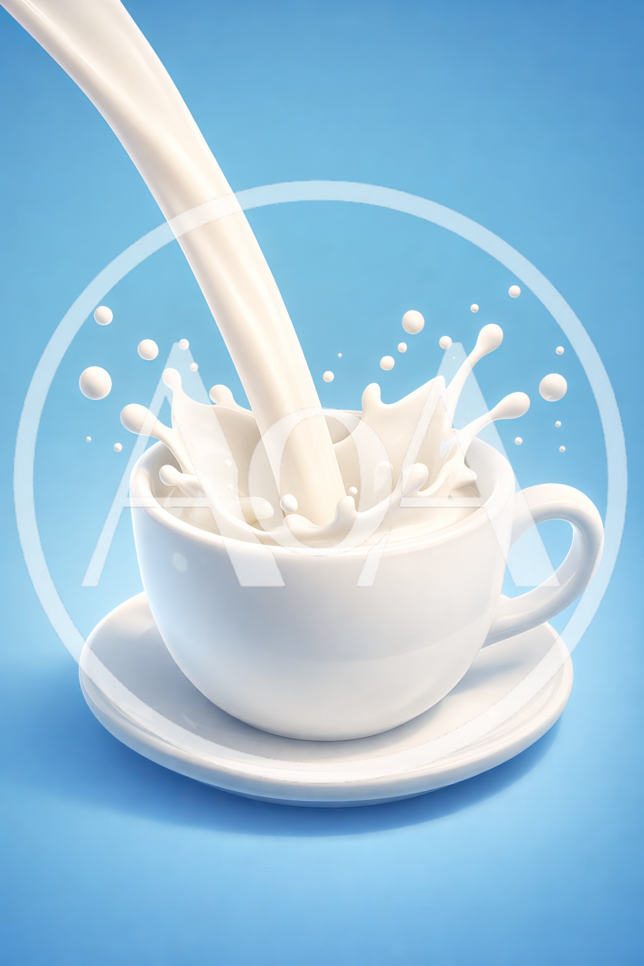 Milk Pouring Into A White Ceramic Cup