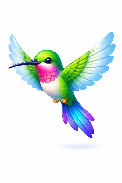 Vibrant Hummingbird Illustration With Spread Wings