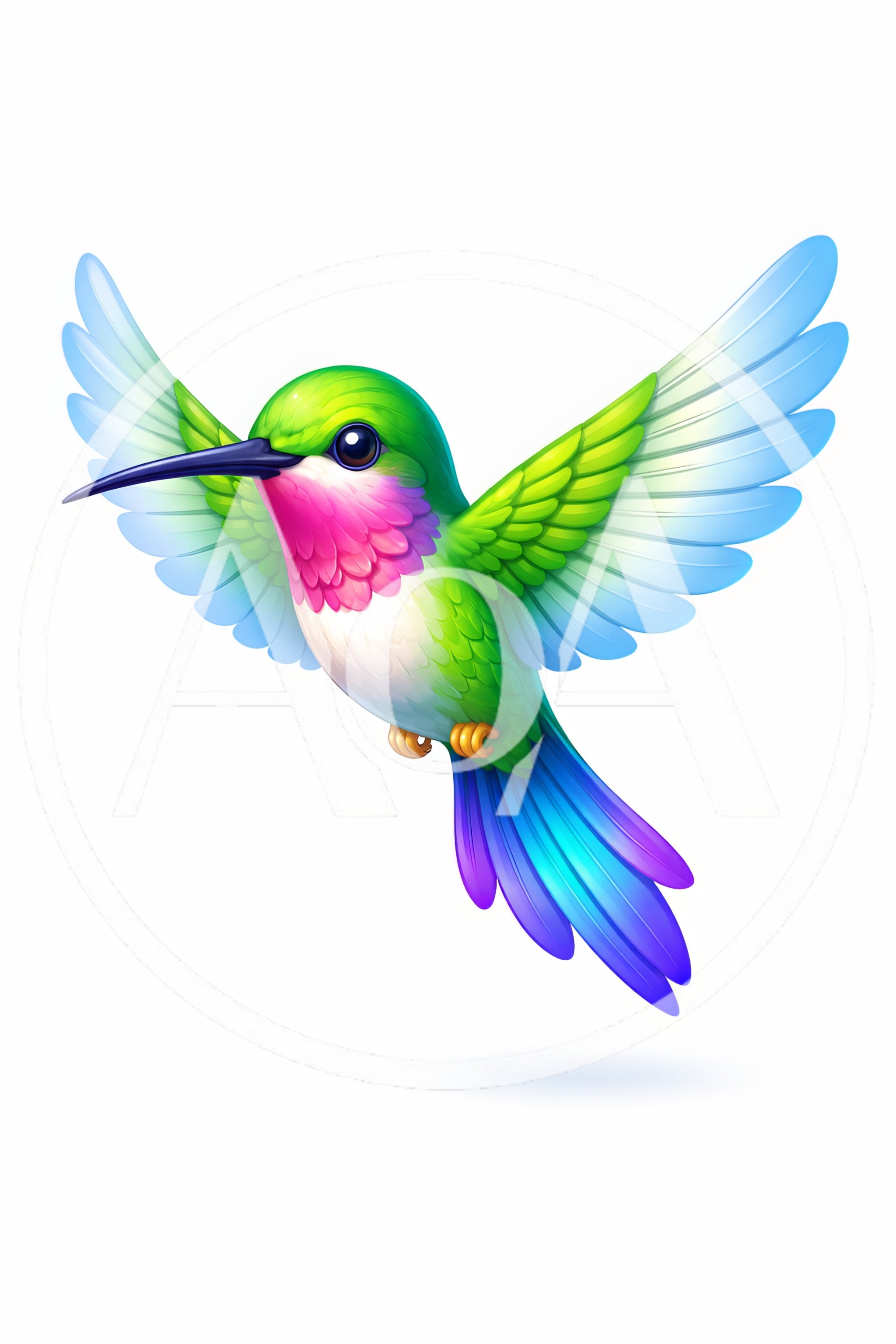 Vibrant Hummingbird Illustration With Spread Wings