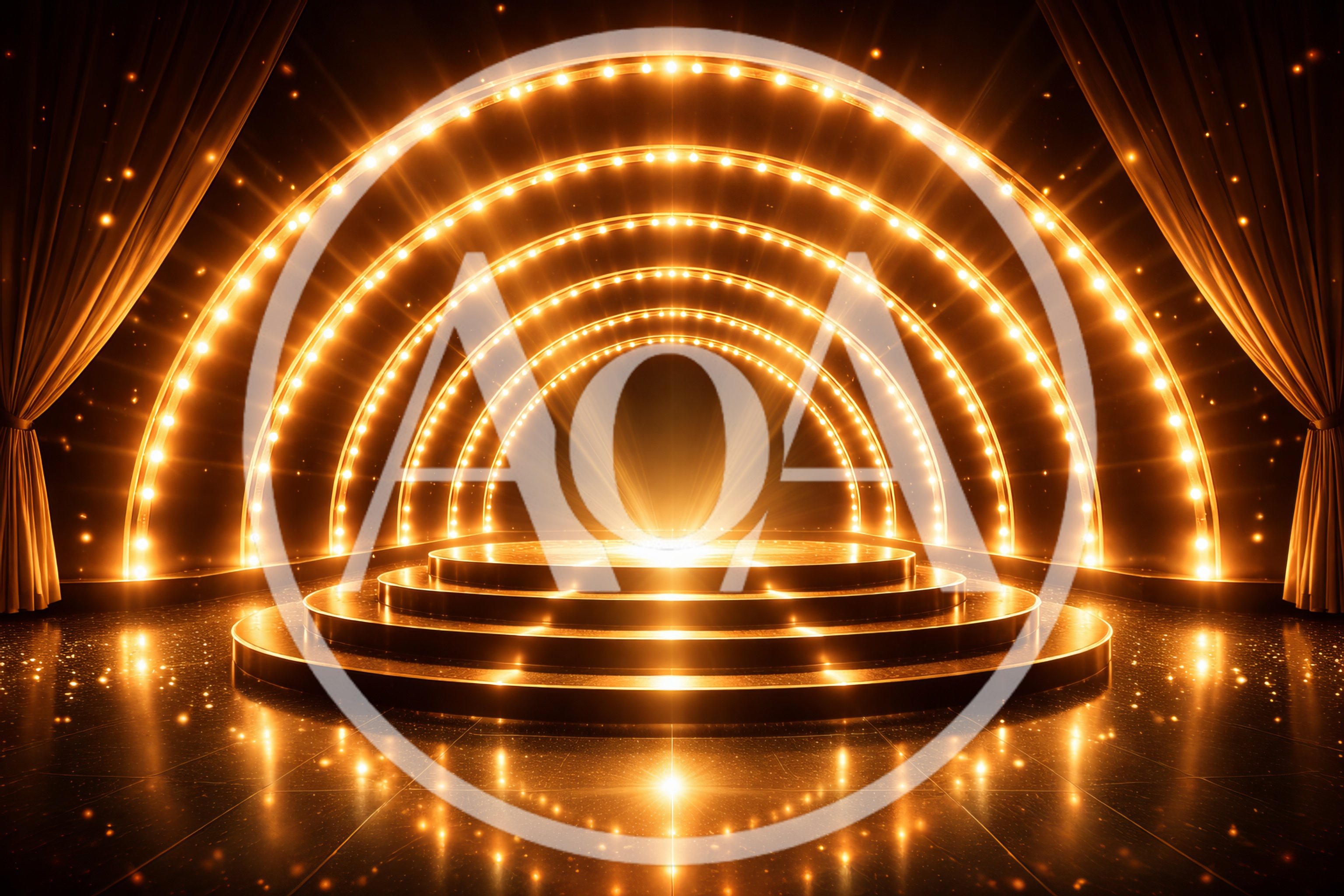 Golden Circular Stage With Glowing Arched Lights