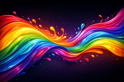 Abstract Rainbow Liquid Paint Flowing Wave