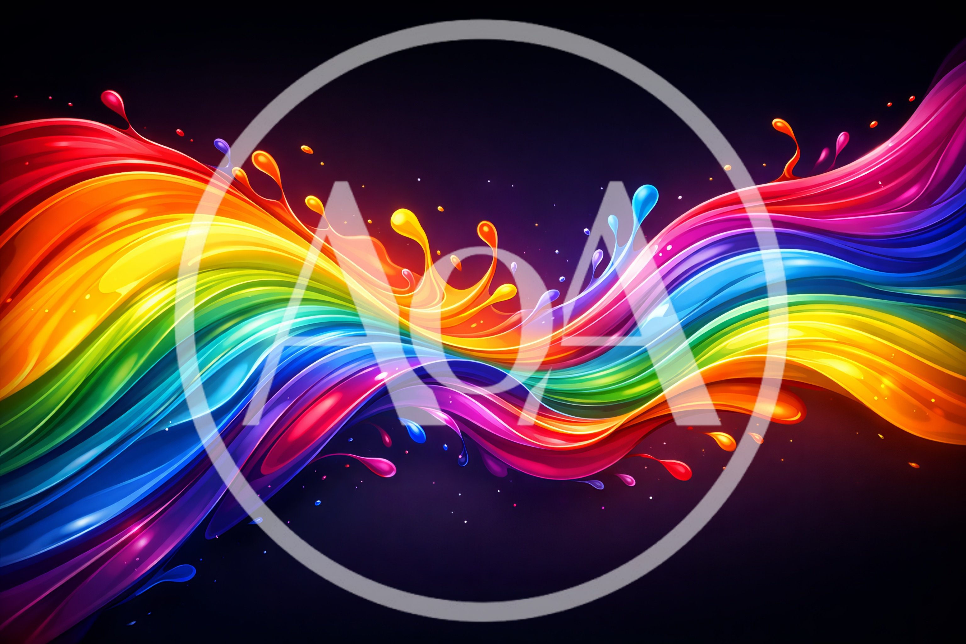 Abstract Rainbow Liquid Paint Flowing Wave