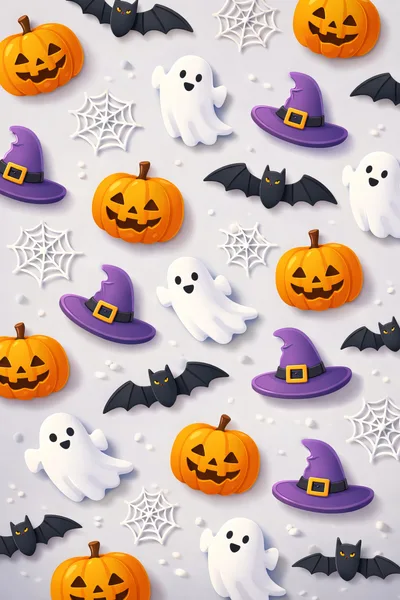 Halloween Pattern With Pumpkins Ghosts Bats And Webs