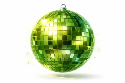 Green Disco Ball Ornament Isolated On White Background