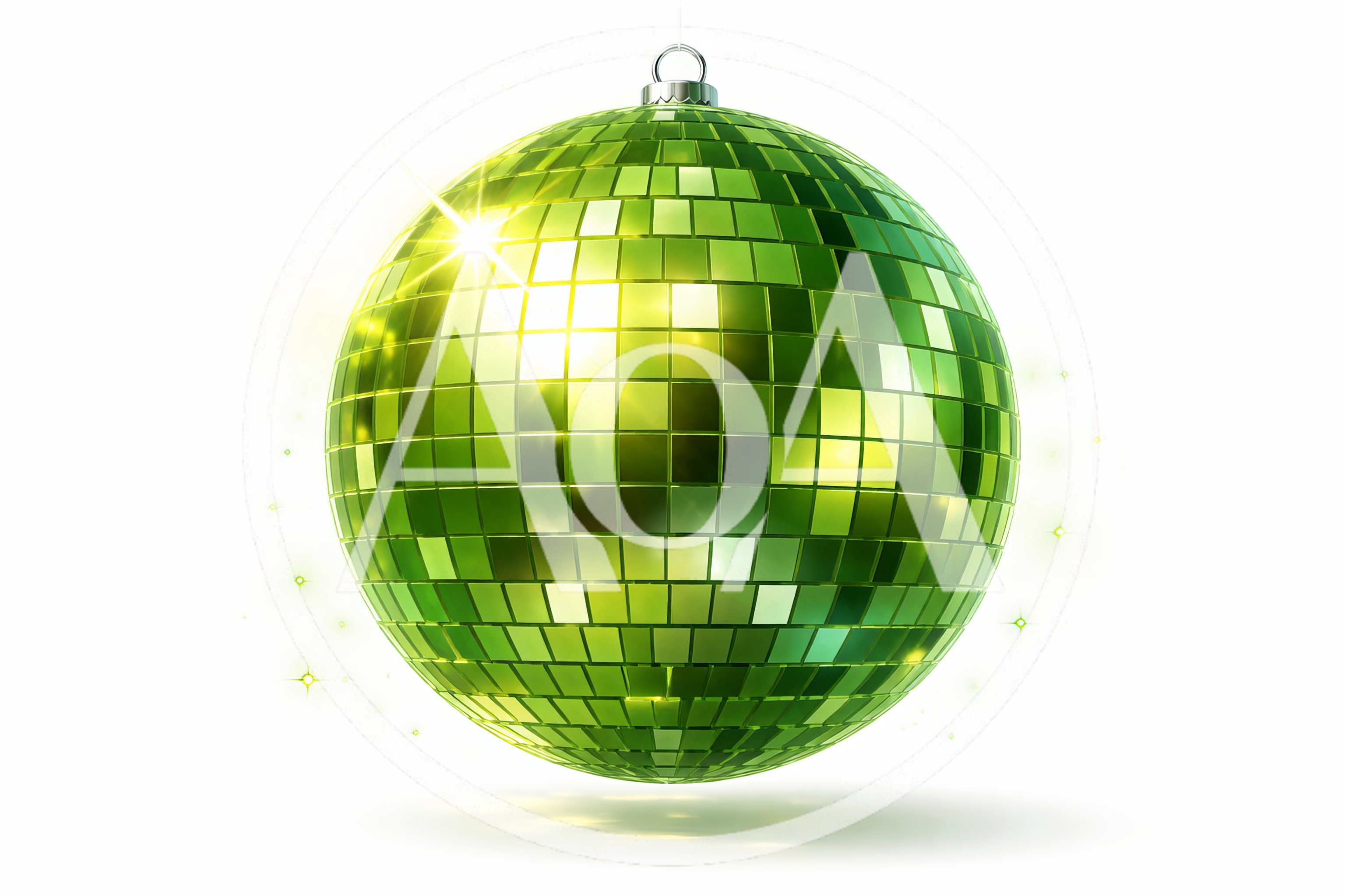 Green Disco Ball Ornament Isolated On White Background