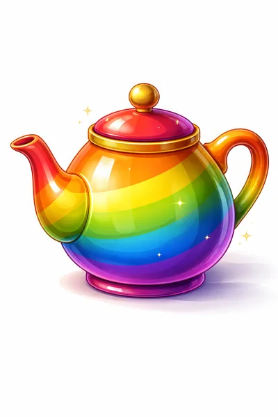 Rainbow Colored Ceramic Teapot With Shiny Finish
