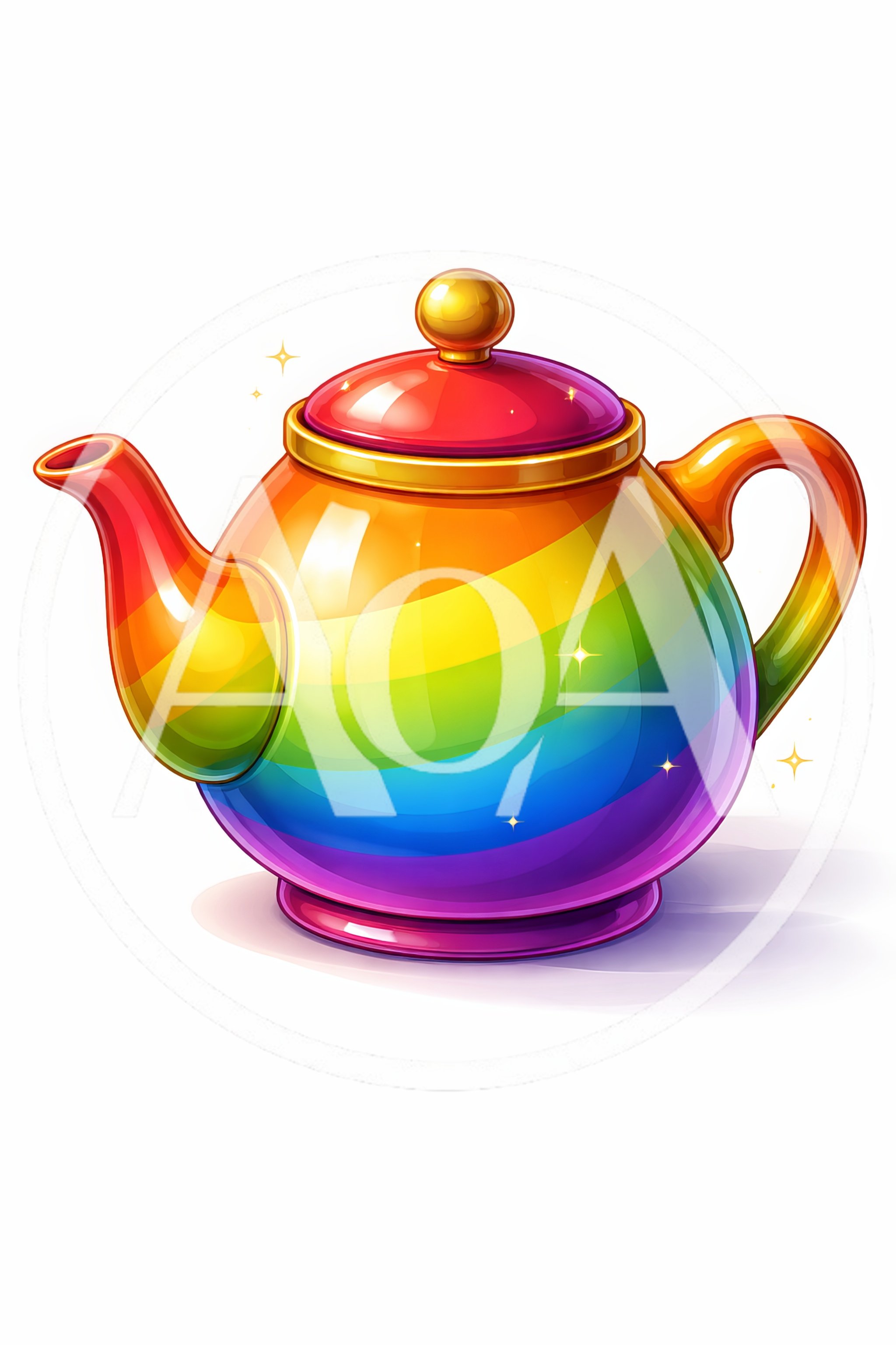 Rainbow Colored Ceramic Teapot With Shiny Finish