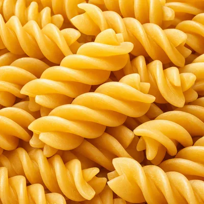 Close Up Of Raw Fusilli Pasta Spirals
