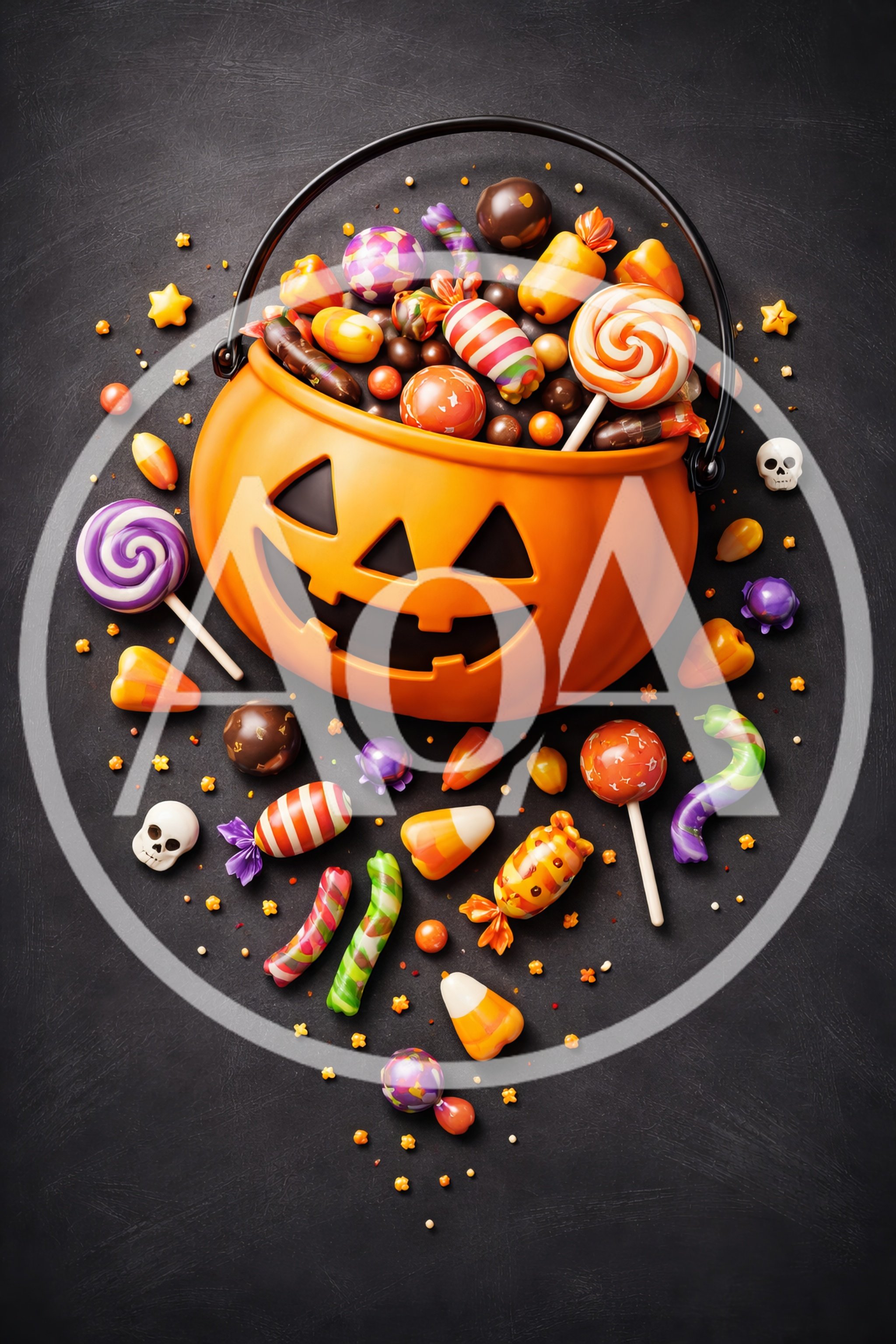 Halloween Pumpkin Bucket Filled With Assorted Candies