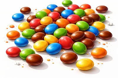 Colorful Chocolate Coated Candy Pieces Scattered