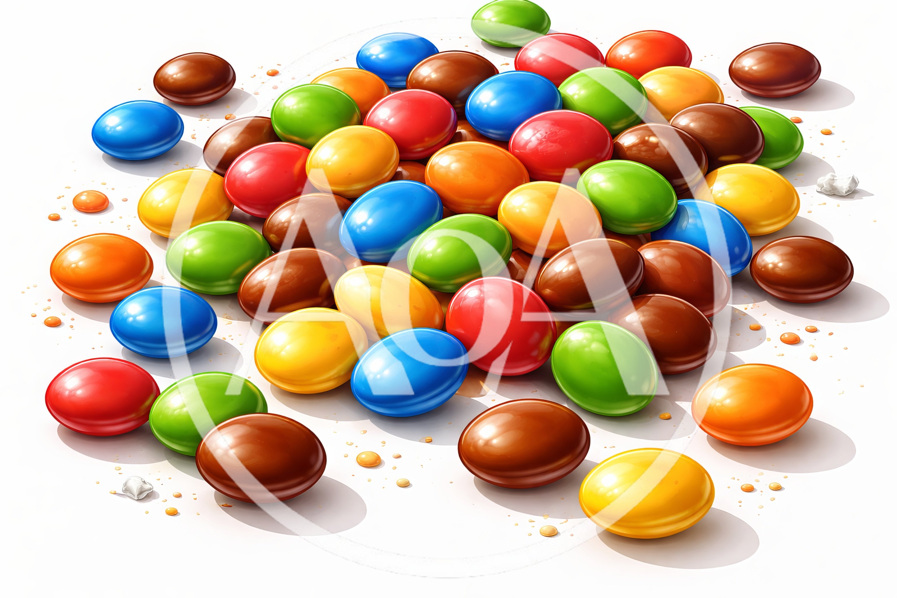 Colorful Chocolate Coated Candy Pieces Scattered