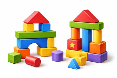 Colorful Wooden Building Blocks Toy Set