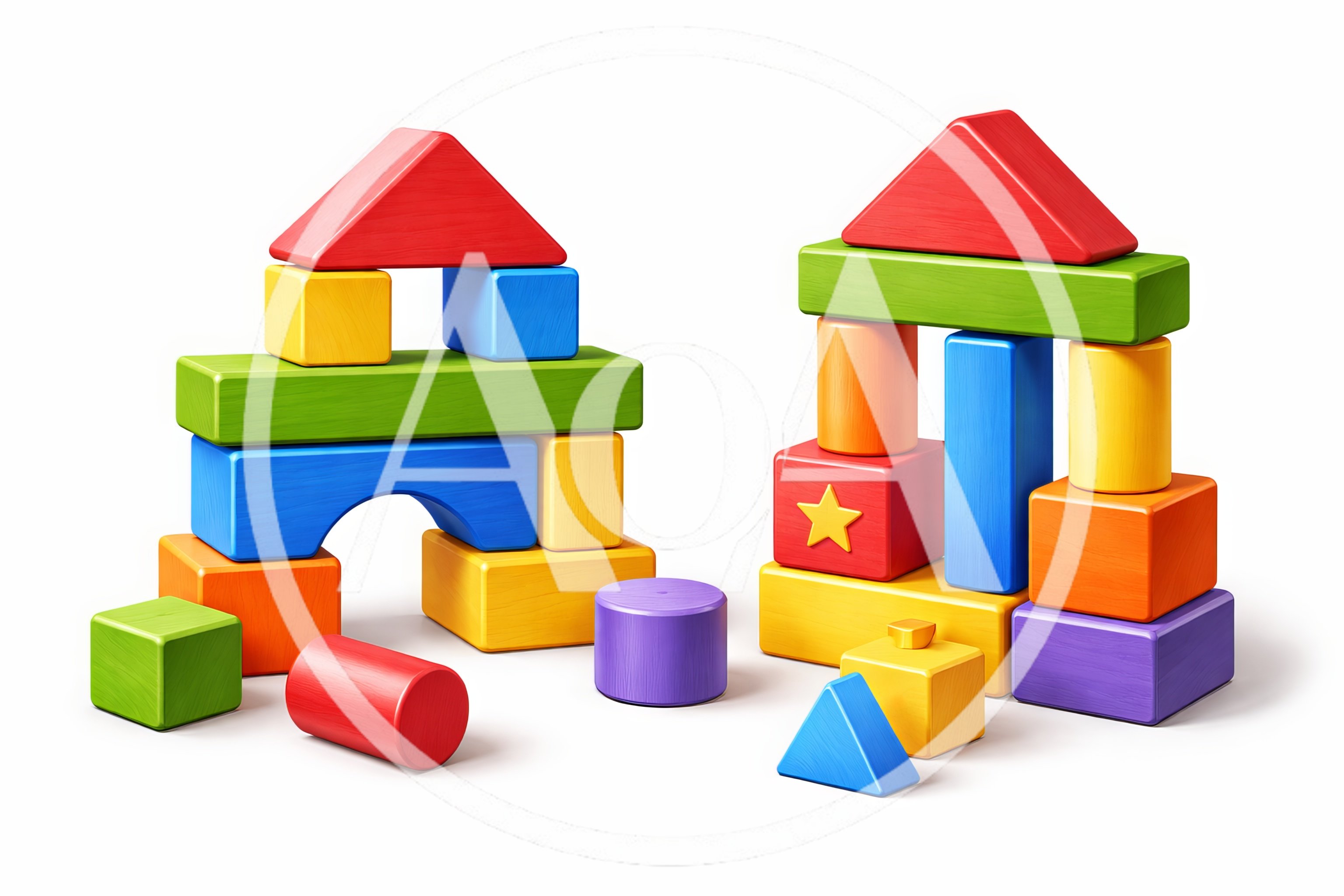 Colorful Wooden Building Blocks Toy Set