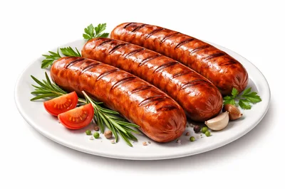 Grilled Sausages Served on a White Plate