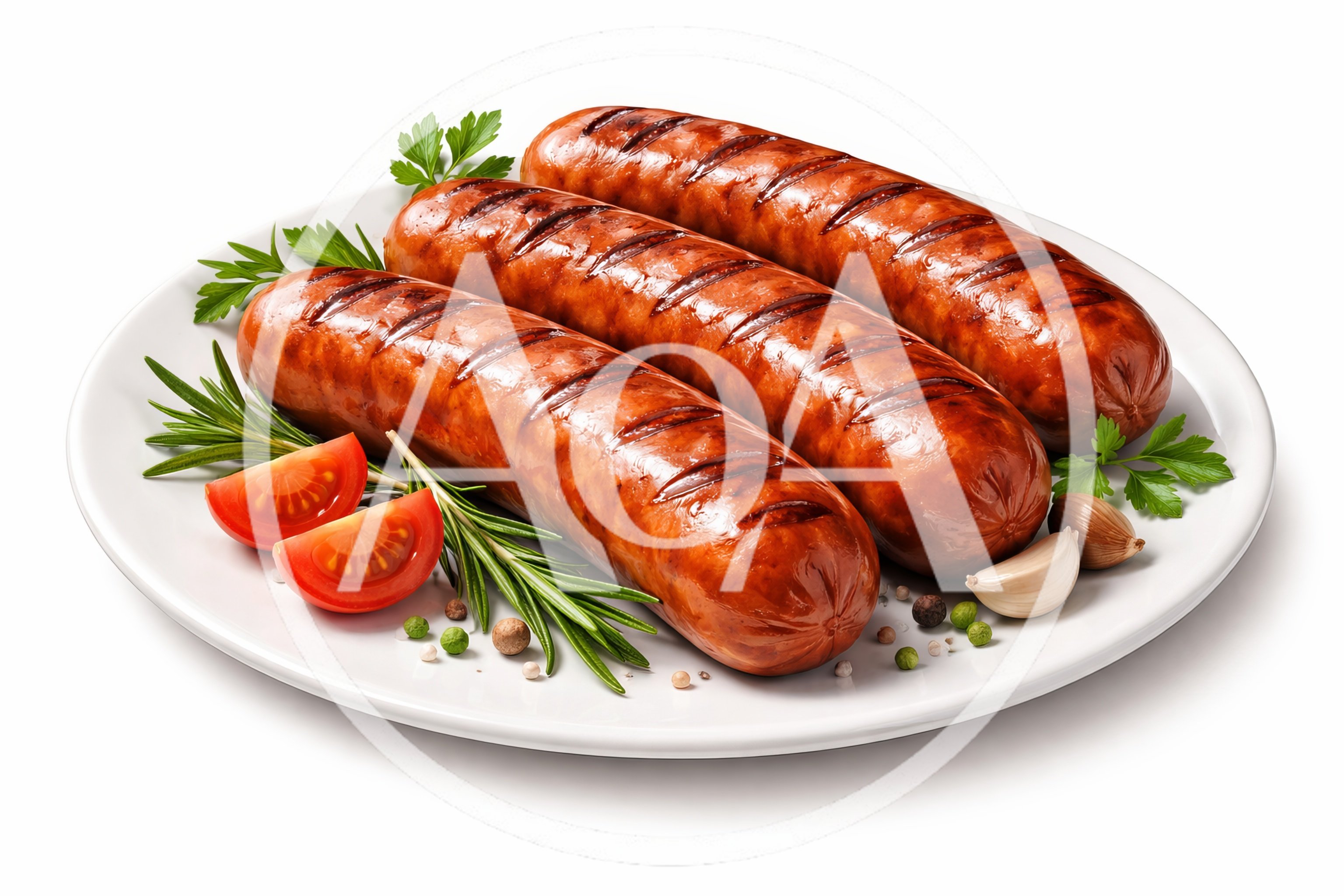 Grilled Sausages Served on a White Plate