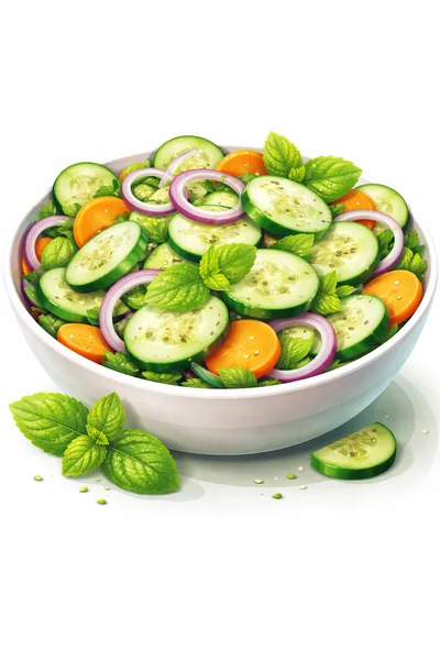 Fresh Cucumber and Carrot Salad in White Bowl