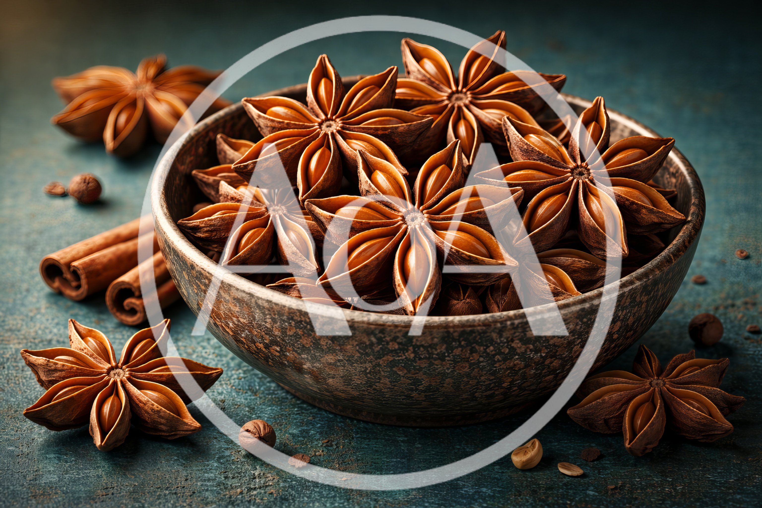 Star Anise Spices in a Rustic Bowl