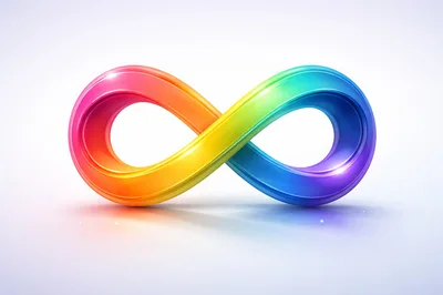 3D Rainbow Infinity Symbol On White Background