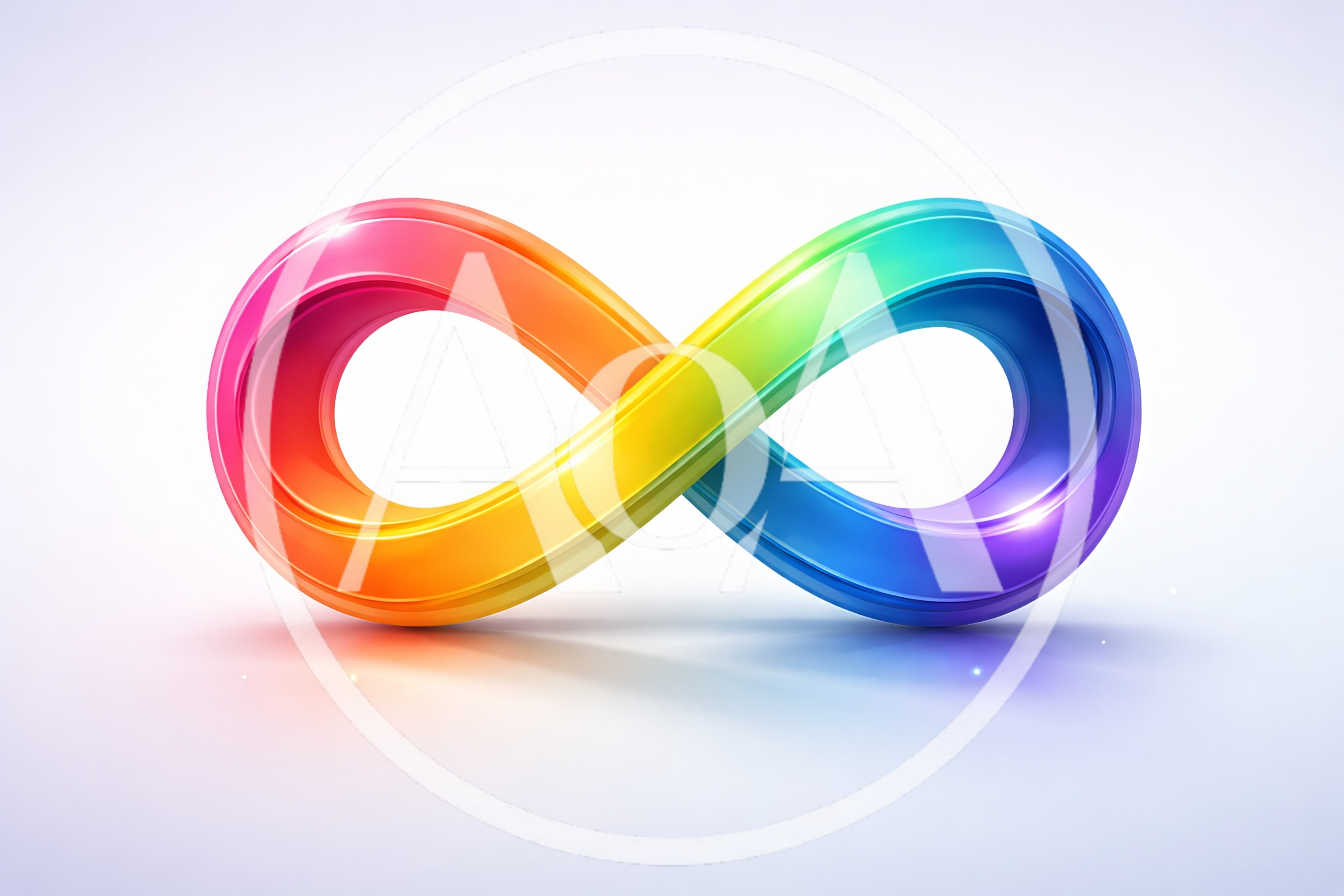 3D Rainbow Infinity Symbol On White Background