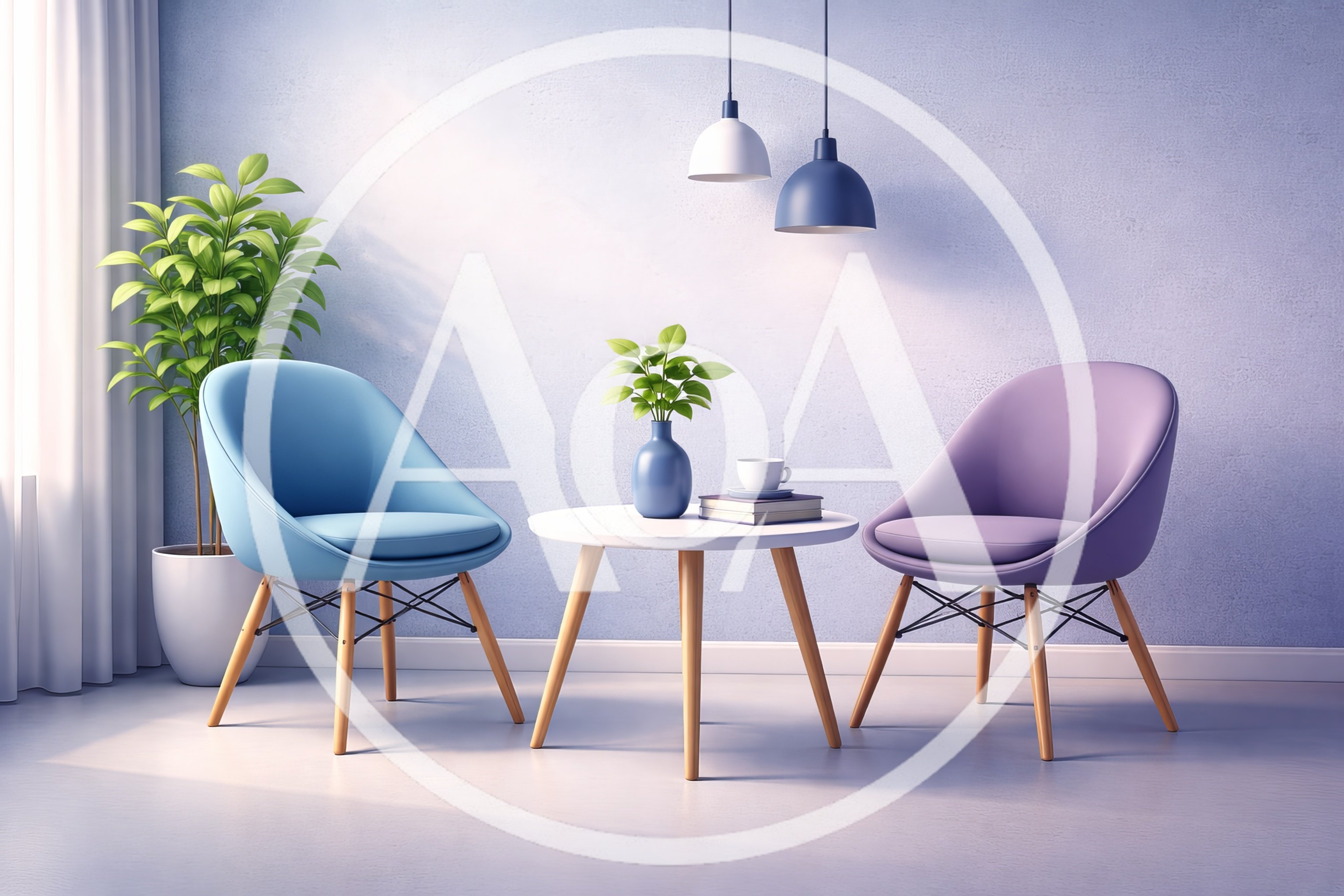 Modern Minimalist Living Room With Two Chairs And Table