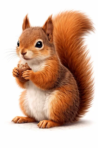 Cute Red Squirrel Holding A Nut
