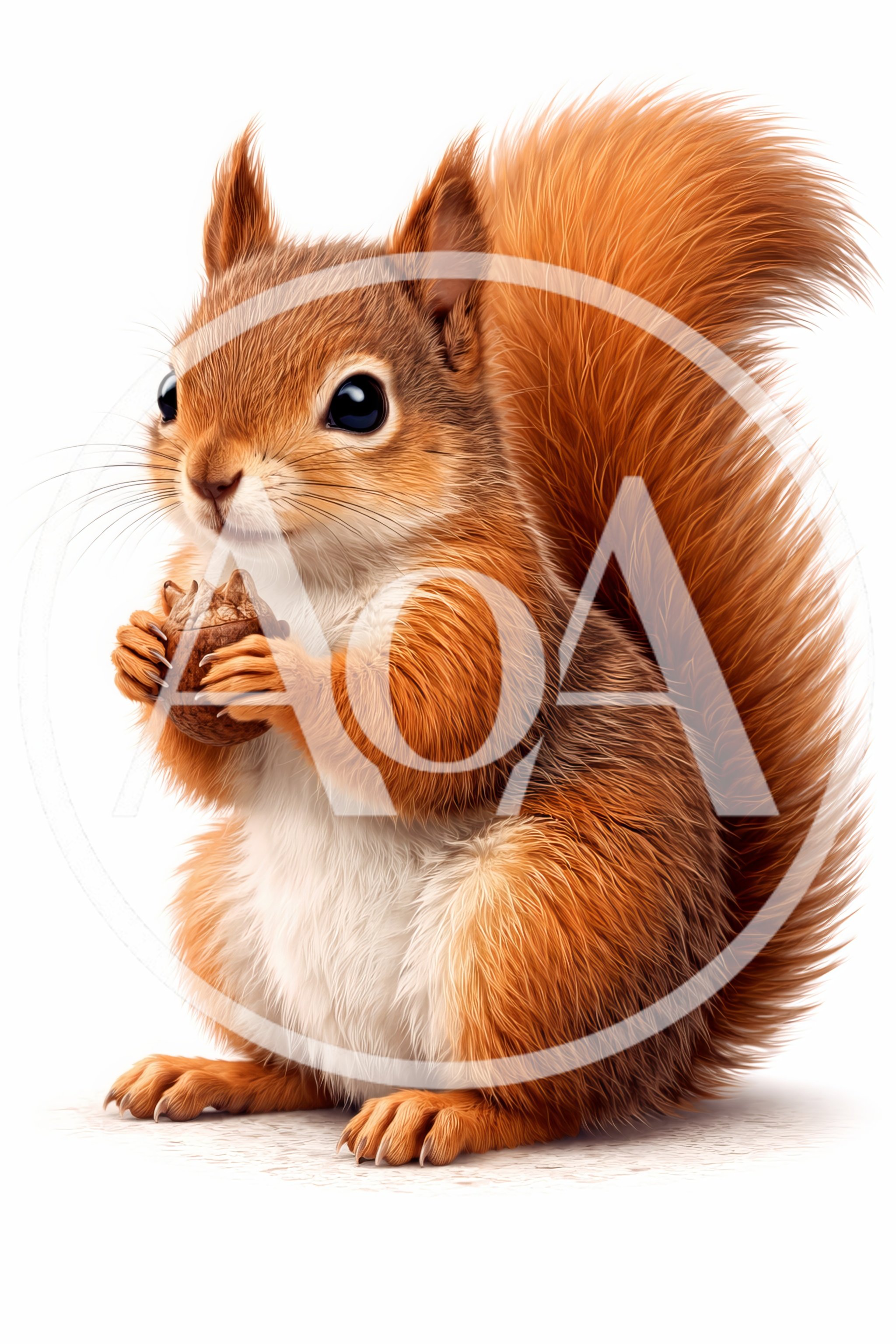 Cute Red Squirrel Holding A Nut