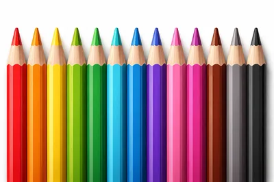 Set Of Twelve Colorful Sharpened Pencils