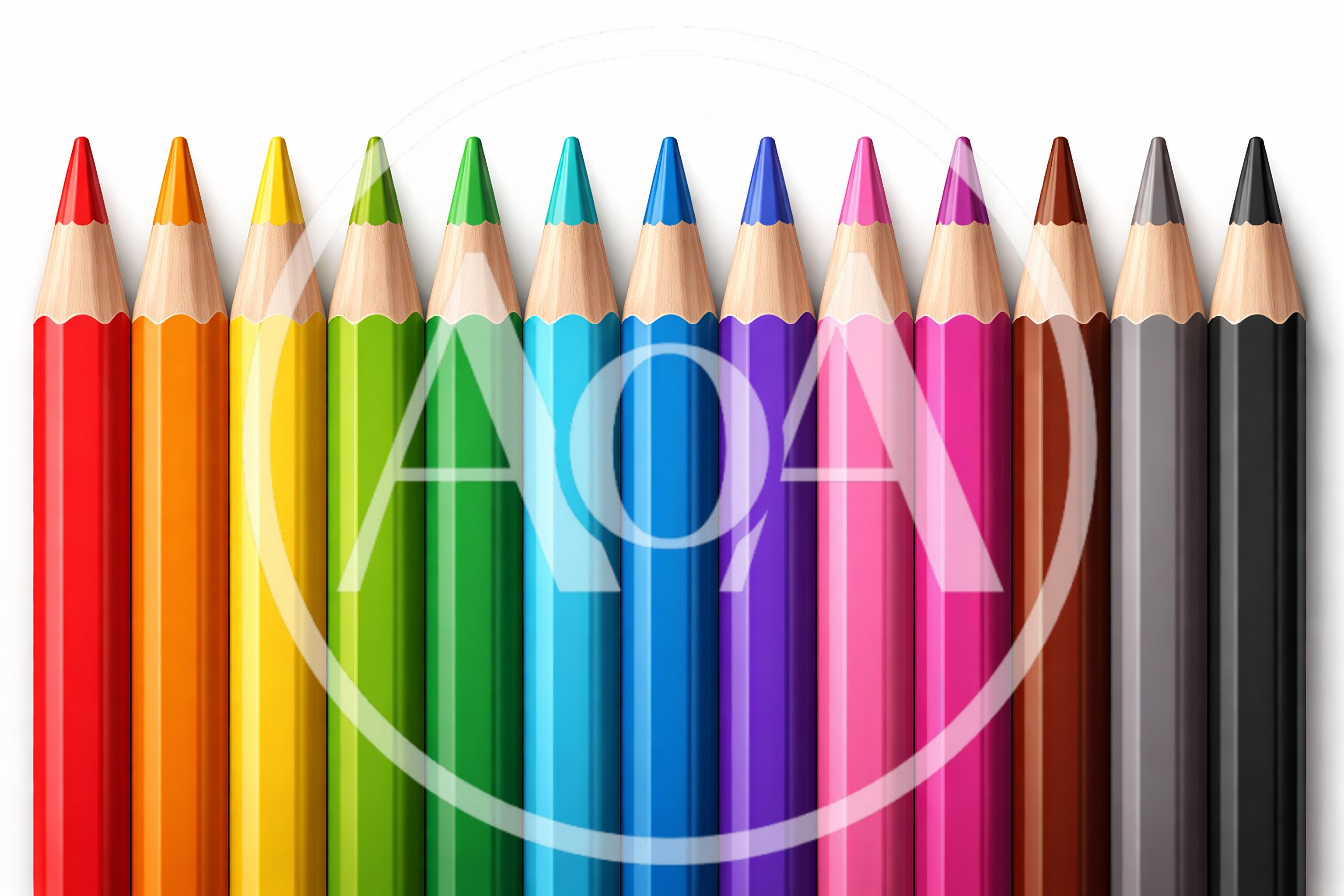 Set Of Twelve Colorful Sharpened Pencils