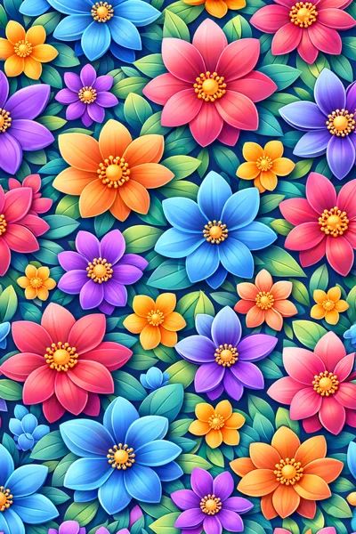 Vibrant Floral Pattern With Colorful Spring Flowers