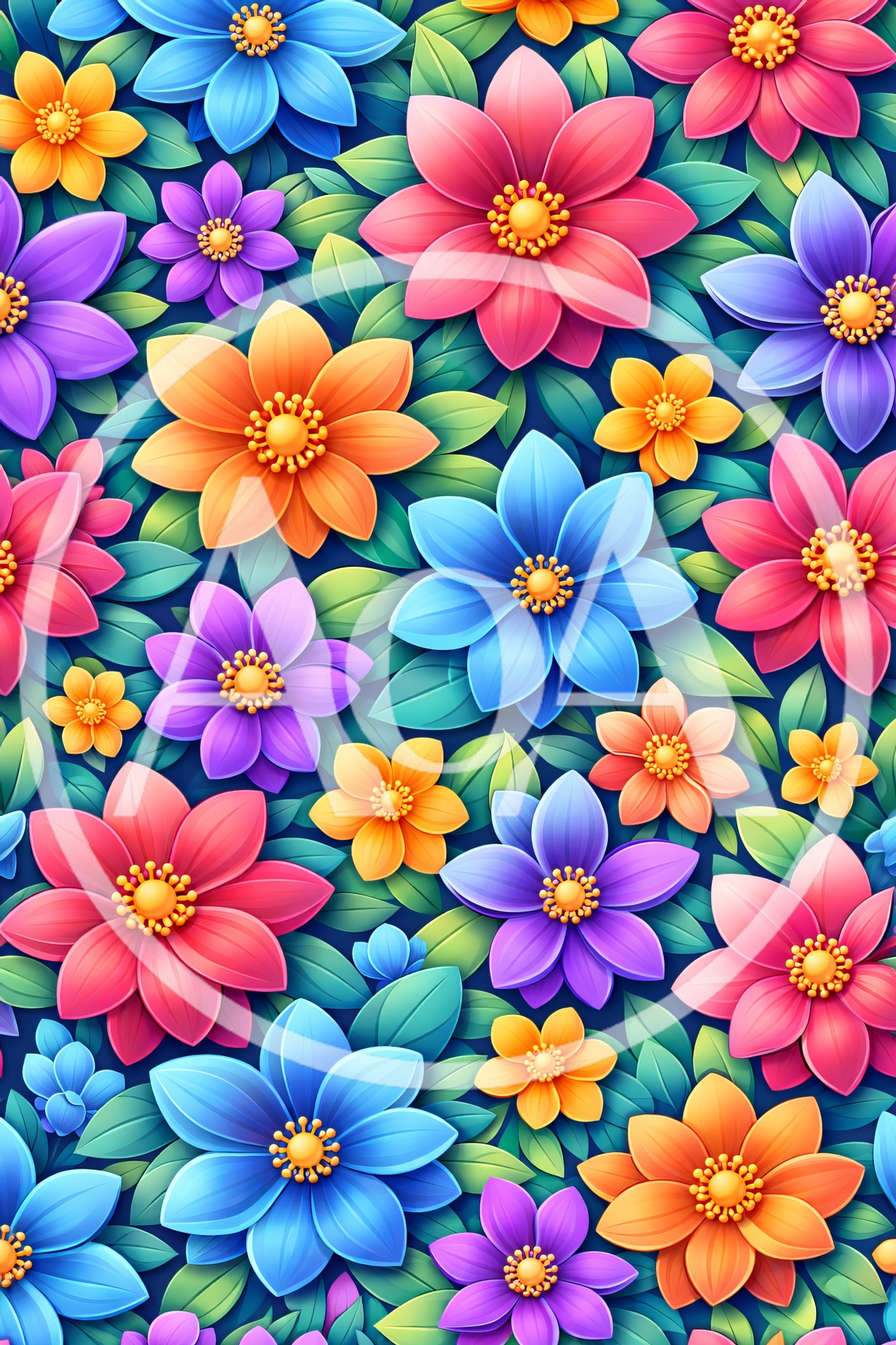Vibrant Floral Pattern With Colorful Spring Flowers