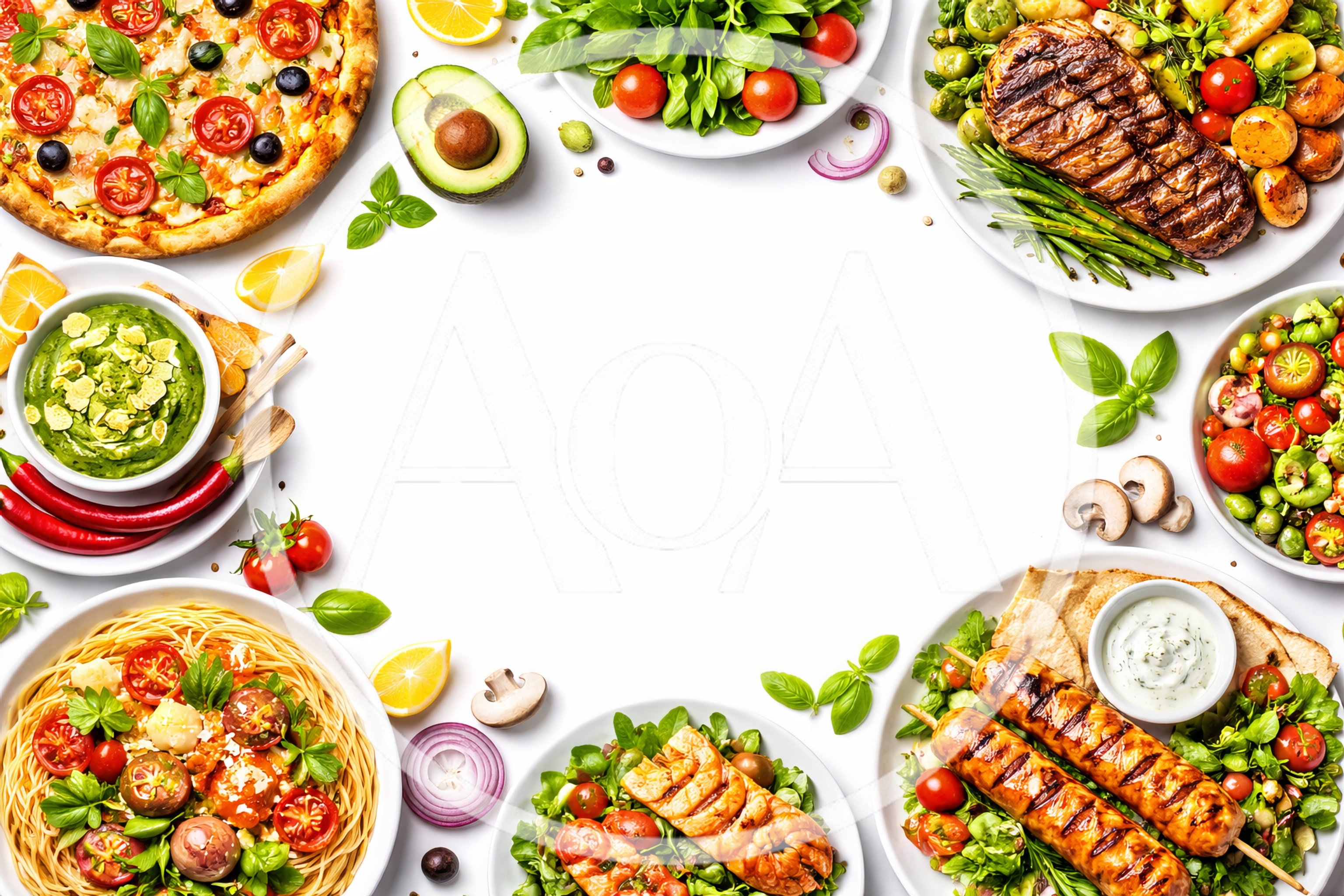 Assorted Gourmet Dishes Arranged In A Culinary Frame