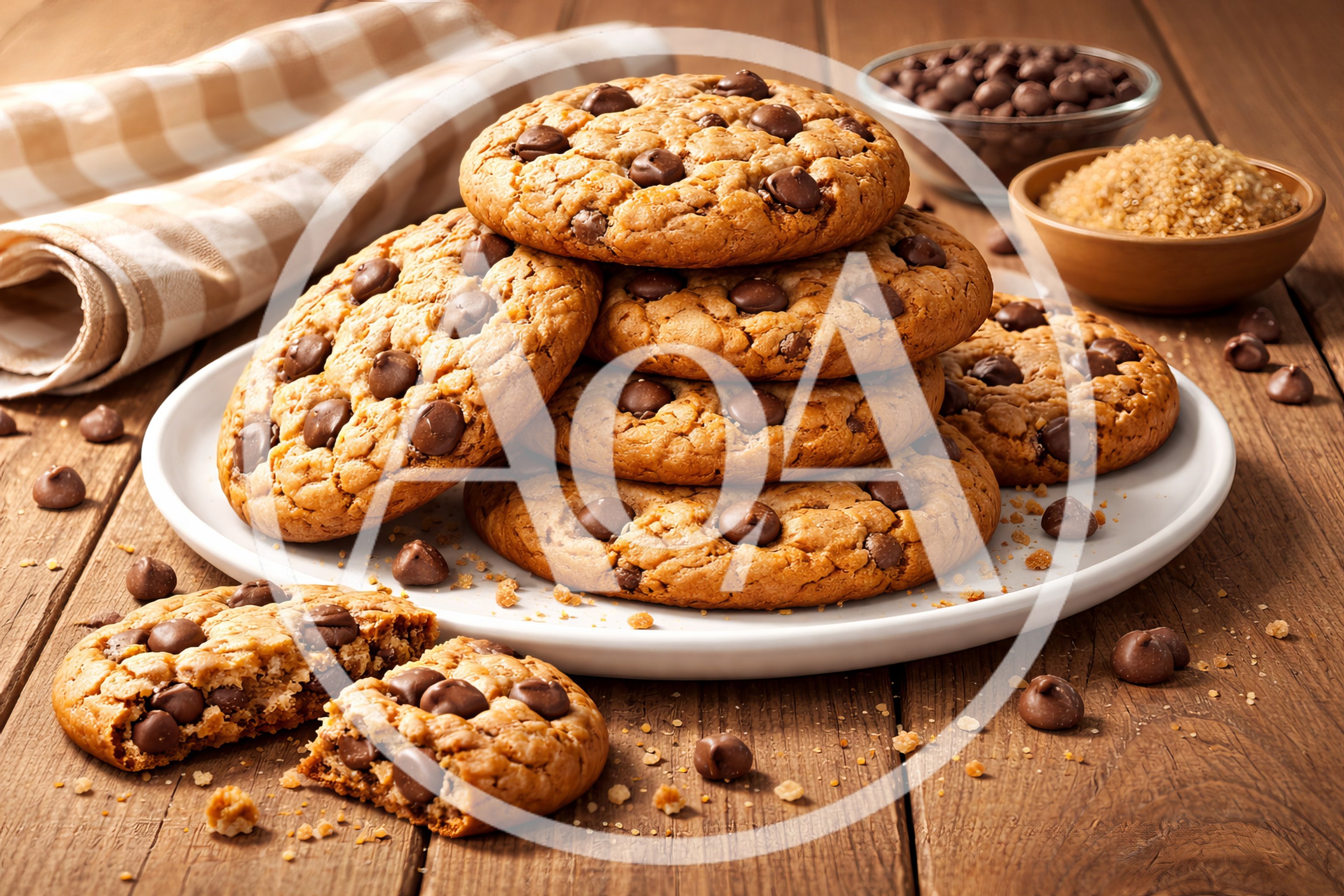 Stack of Freshly Baked Chocolate Chip Cookies