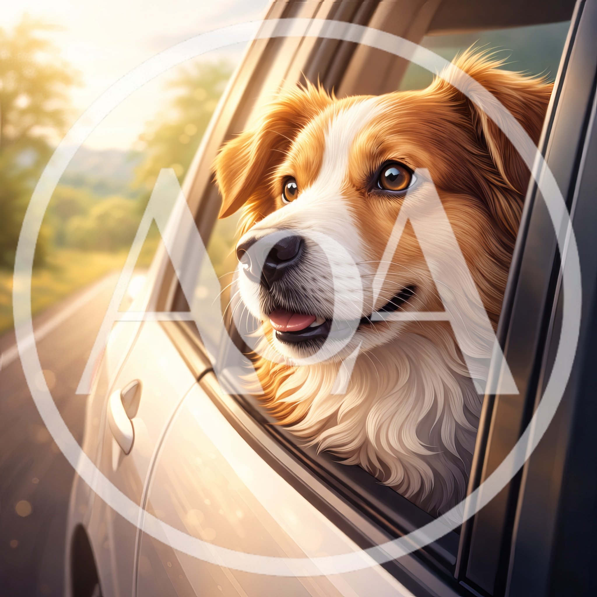 Happy Dog Looking Out Of A Car Window