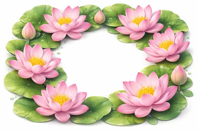 Pink Lotus Flowers And Green Lily Pads Frame
