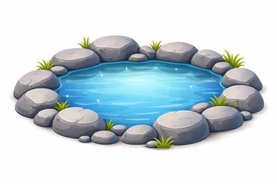 Small Decorative Garden Pond With Stones And Grass