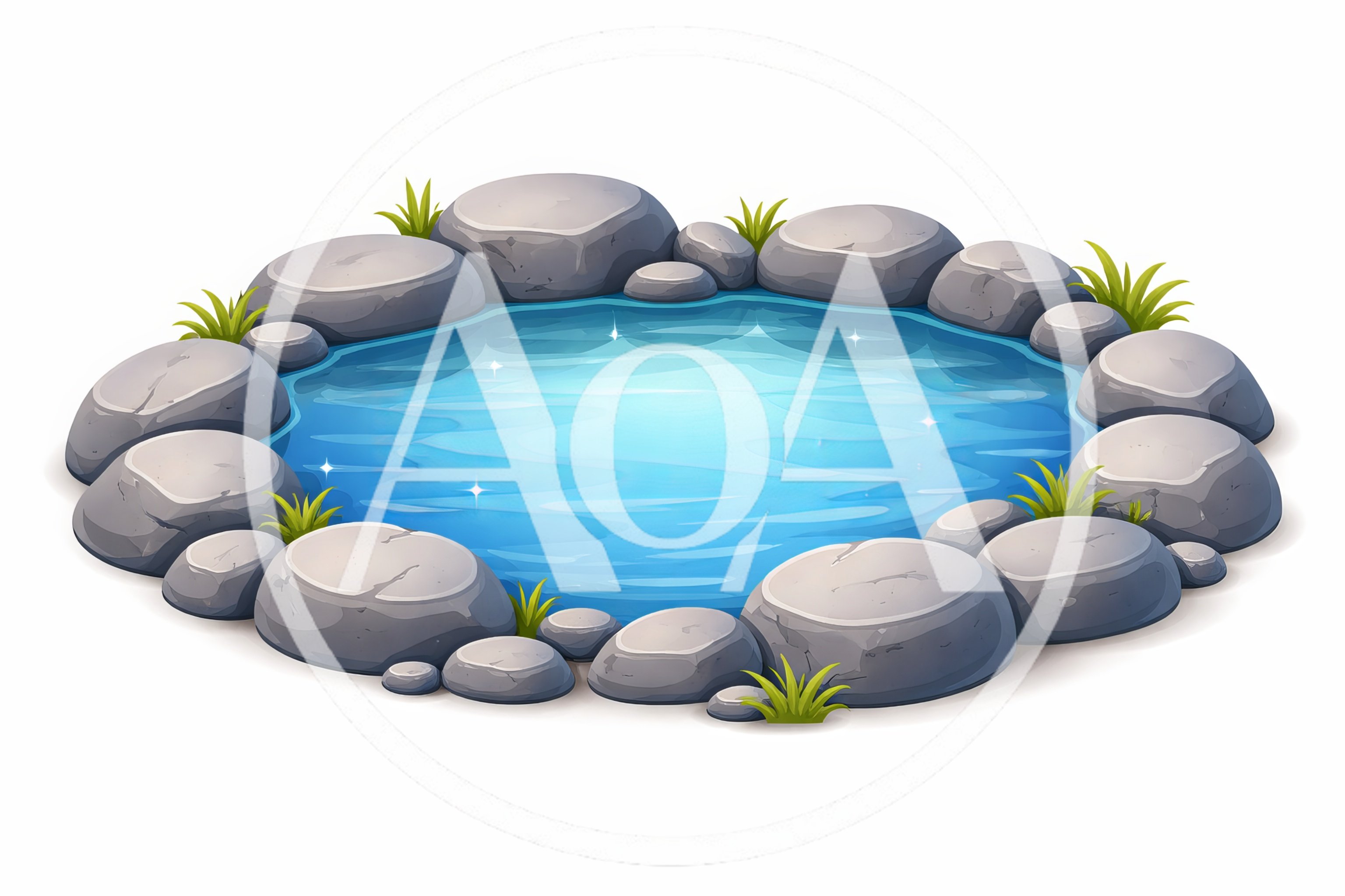 Small Decorative Garden Pond With Stones And Grass