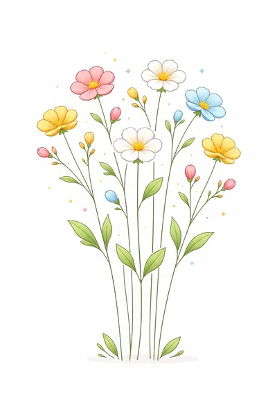 Hand Drawn Wildflower Bouquet Illustration