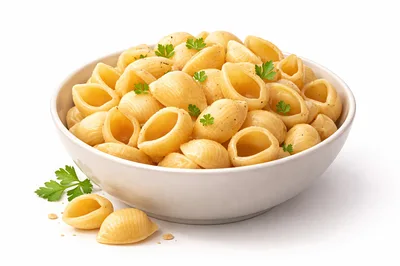 Bowl Of Creamy Shell Pasta With Fresh Parsley