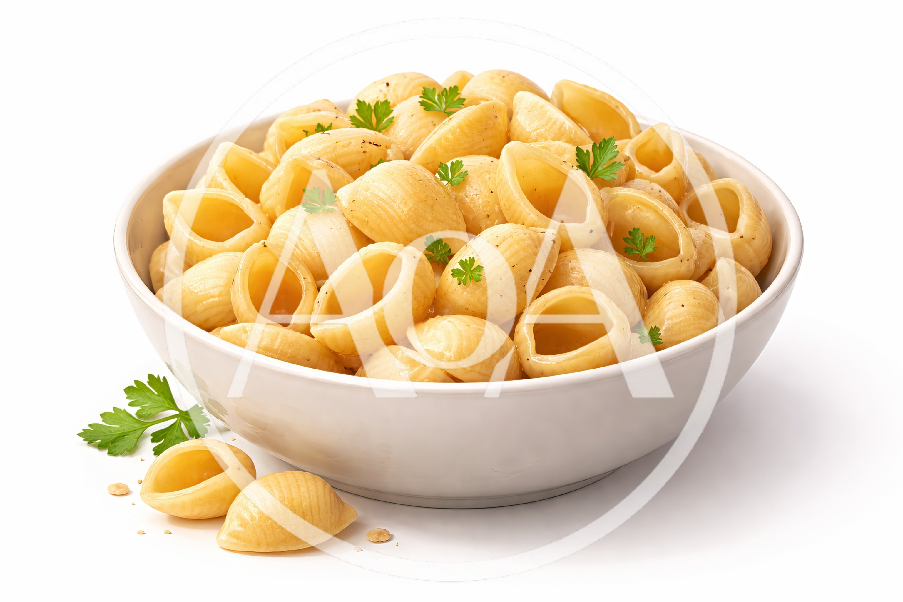 Bowl Of Creamy Shell Pasta With Fresh Parsley