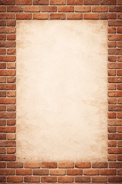 Vintage Brick Wall Frame With Textured Plaster Center