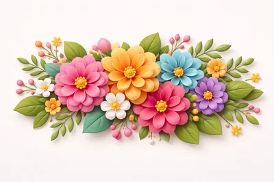 Paper Craft Floral Arrangement With Colorful Blossoms
