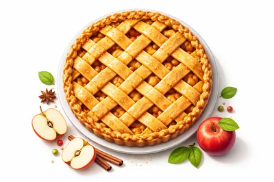 Freshly Baked Apple Pie With Ingredients