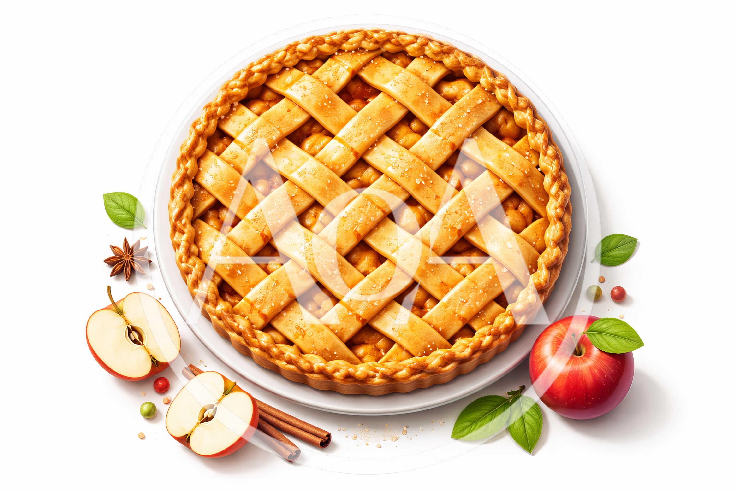 Freshly Baked Apple Pie With Ingredients