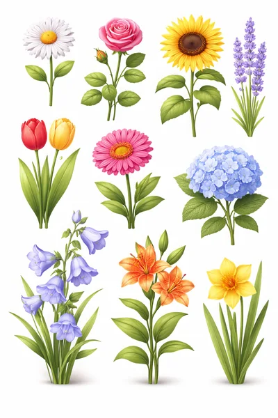 Collection Of Various Colorful Garden Flowers