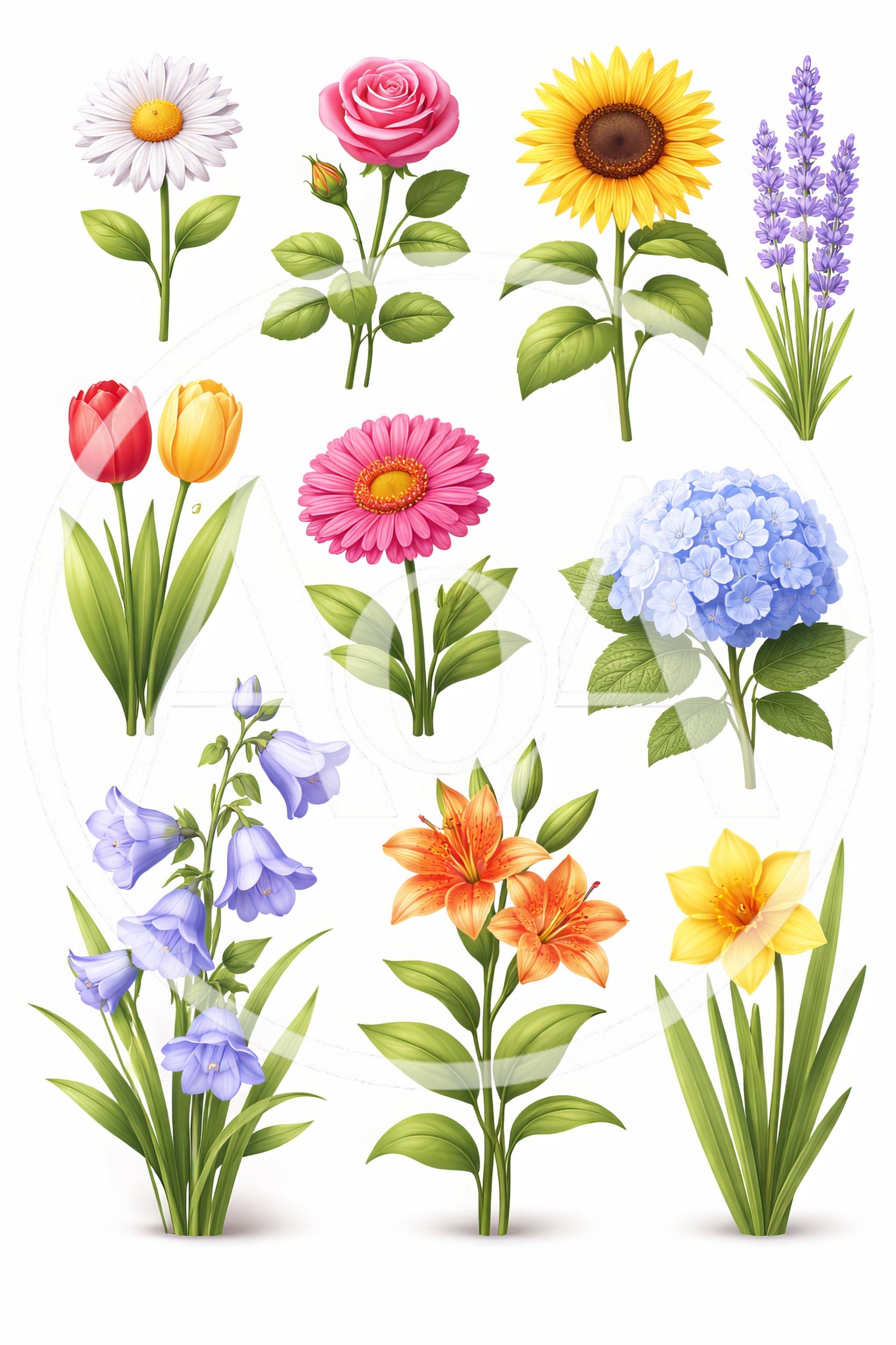Collection Of Various Colorful Garden Flowers