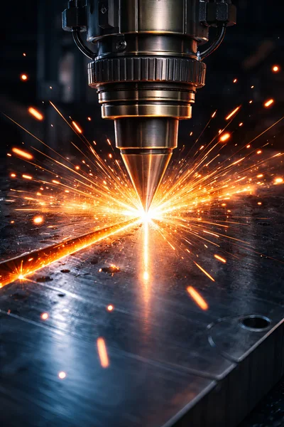 Industrial Laser Cutting Metal Sheet With Sparks