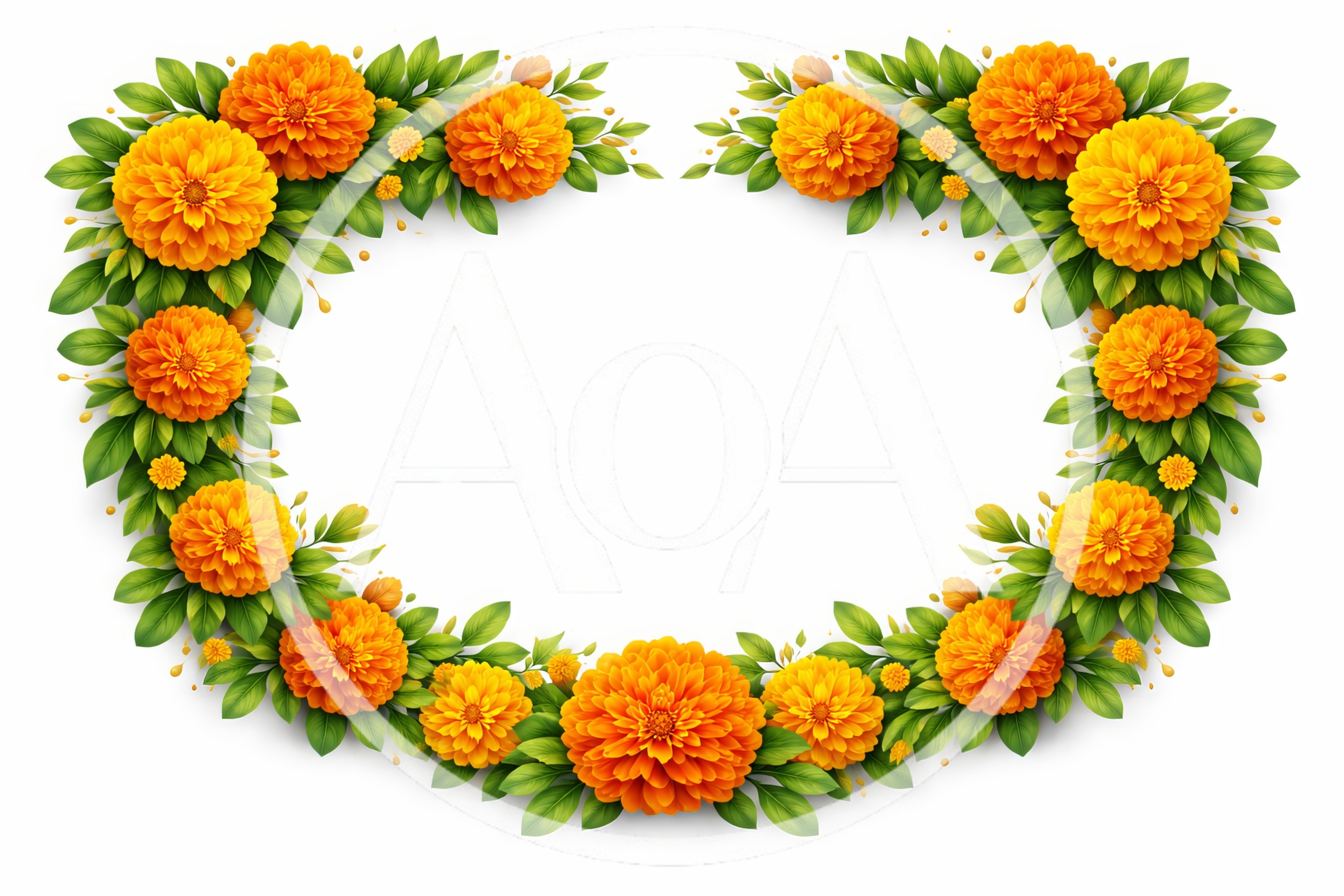 Heart Shaped Marigold Flower Wreath Frame